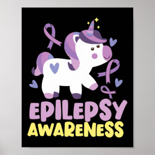 Funny Epilepsy Awareness Unicorn Ribbon Poster