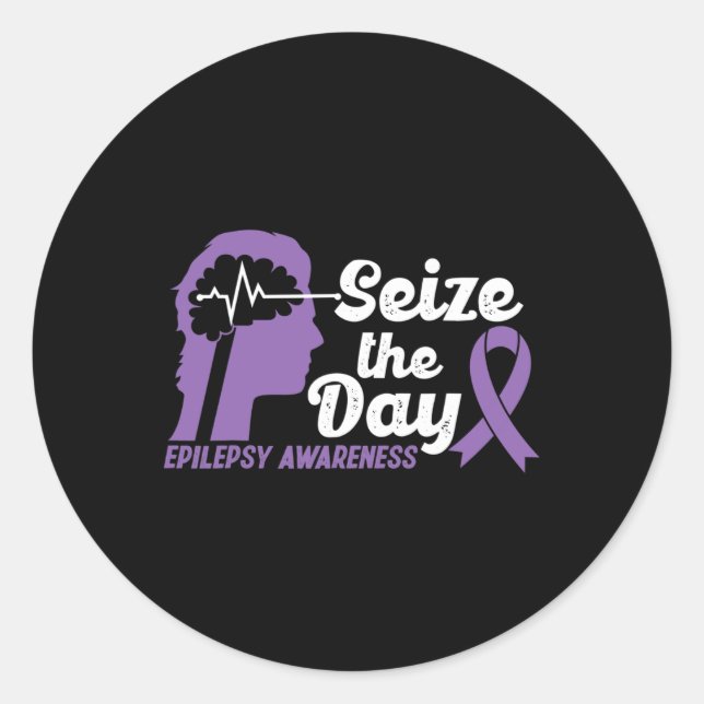 Funny Epilepsy Awarze The Day Ribbon 1 Runder Aufkleber (Vorderseite)