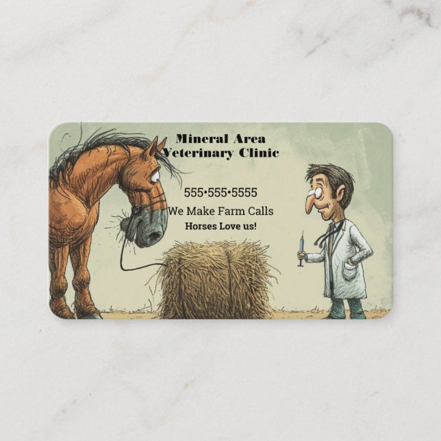 Funny Equine Veterinary Business Card Visitenkarte (Vorderseite)