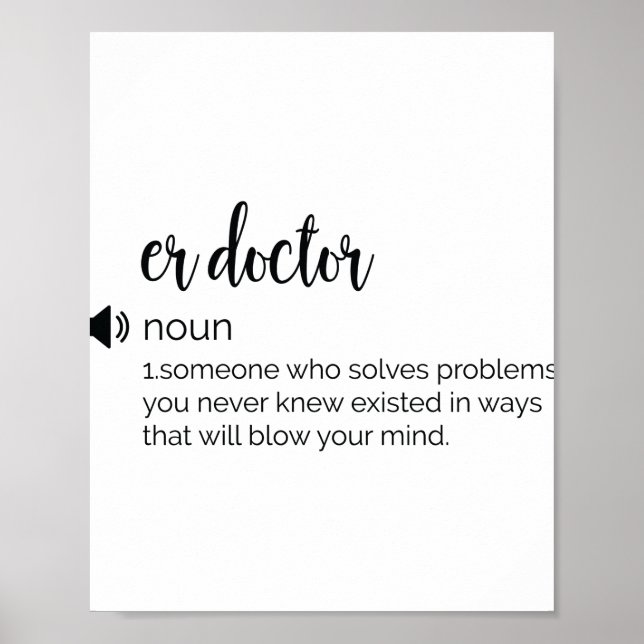 Funny ER Doctor Definition Poster (Vorne)