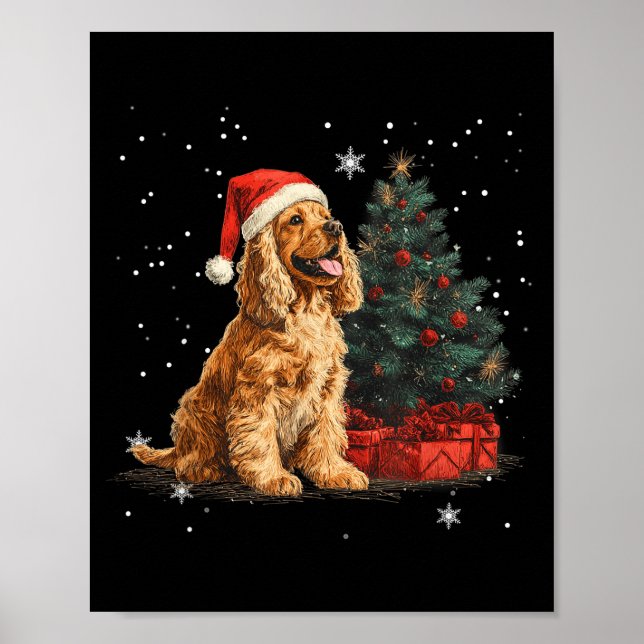 Funny Er Spaniel Dog Christmas Tree Women Men Kids Poster (Vorne)