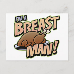 Funny Erntedank Breast Man gibt Postkarte