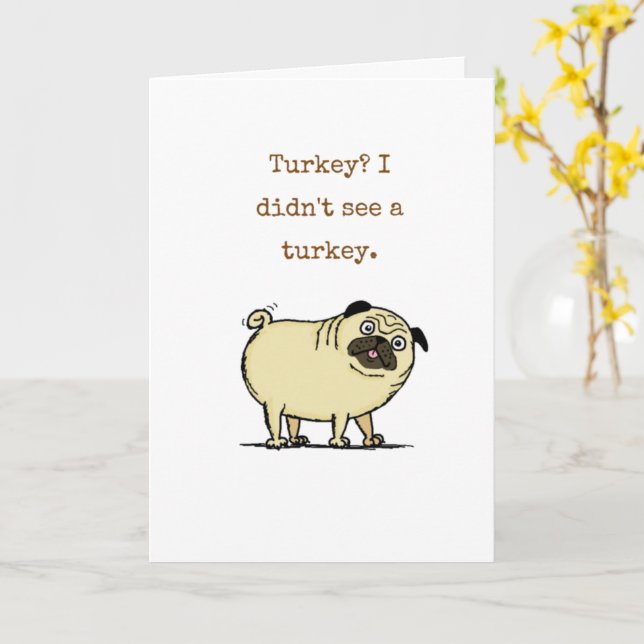 Funny Erntedank Card mit Mops Karte (Gelbe Blume)