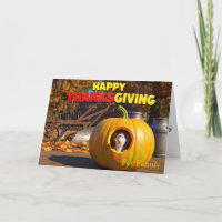 Funny Erntedank Card mit Rat und Pumpkin