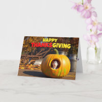 Funny Erntedank Card mit Rat und Pumpkin