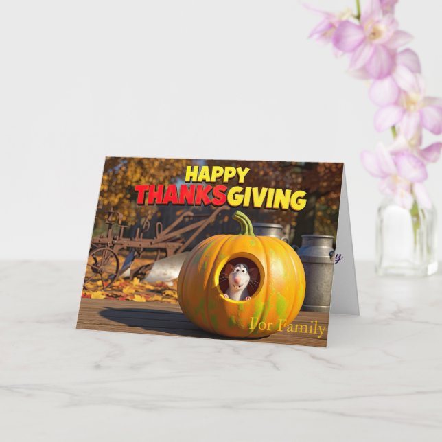 Funny Erntedank Card mit Rat und Pumpkin Karte (Orchidee)