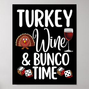 Funny Erntedank Fall Spaß Türkei Wein und Bunc Poster