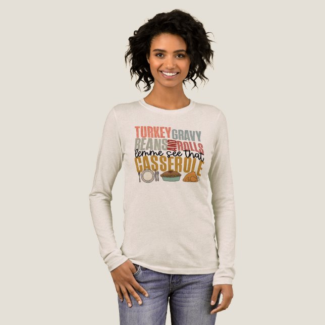 Funny Erntedank Familie Urkey Gravy Beans Tri-Blend Shirt (Volle Vorderseite)