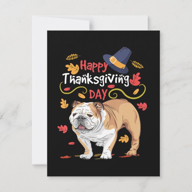 Funny Erntedank Geschenke für English Bulldog Dankeskarte (Vorderseite)