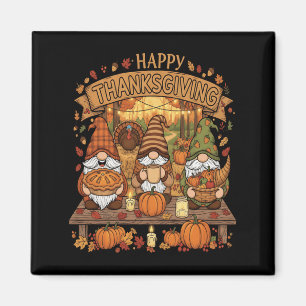 Funny Erntedank Gnome Squad mit festlichem Herbst Magnet