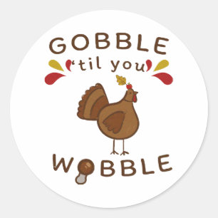 Funny Erntedank - GOBBLE BIS SIE WOLL VINTAG Runder Aufkleber