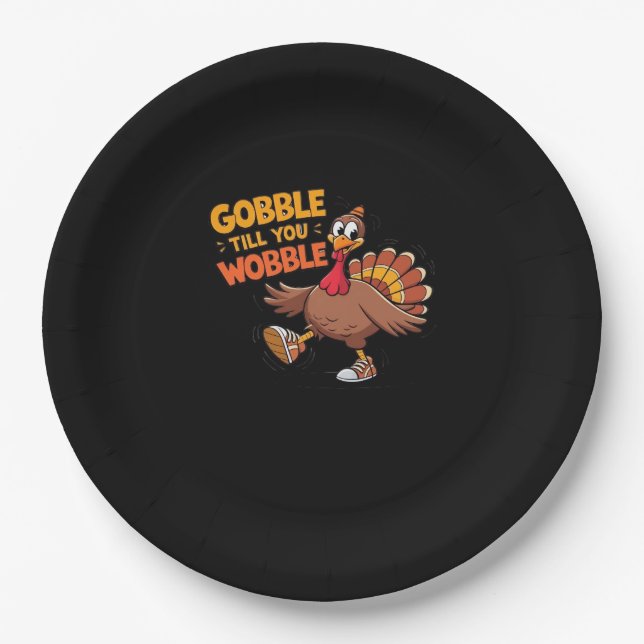 Funny Erntedank - Gobble bis zum Wobelstuhl Pappteller (Vorderseite)