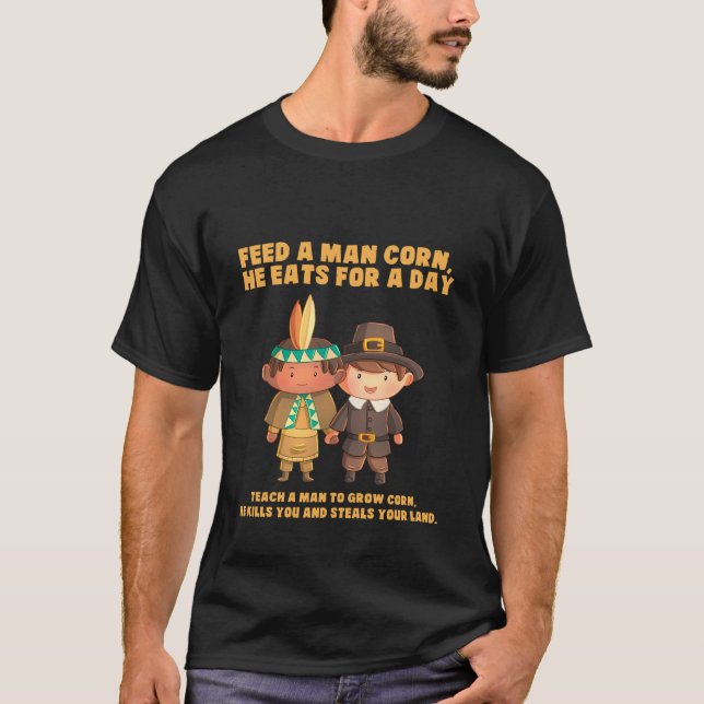 Funny Erntedank Native American T-Shirt (Vorderseite)
