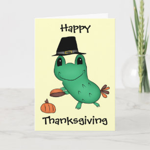Funny Erntedank Pilgrig Frosch Feiertagskarte