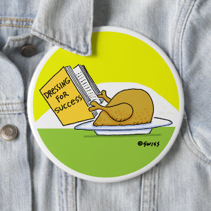 Funny Erntedank Roast Turkey Cartoon Button