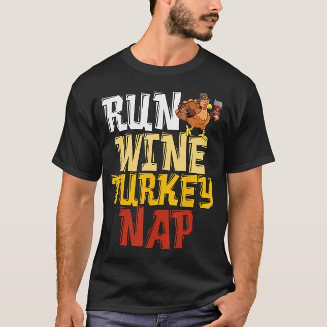 Funny Erntedank Runner - Run Wine Turkey Nickerche T-Shirt (Vorderseite)