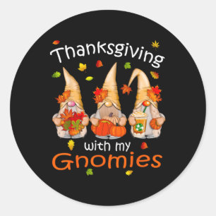 Funny Erntedank S For Women Gnome - Gnome Gif Runder Aufkleber
