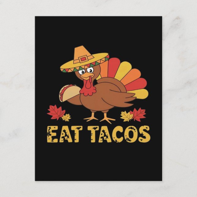 Funny Erntedank Truthahn Essen Tacos Begleitkarte (Vorderseite)