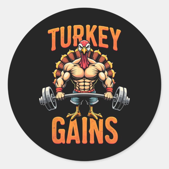 Funny Erntedank Türkei gewinnt Motivation Gym Wor Runder Aufkleber (Vorderseite)