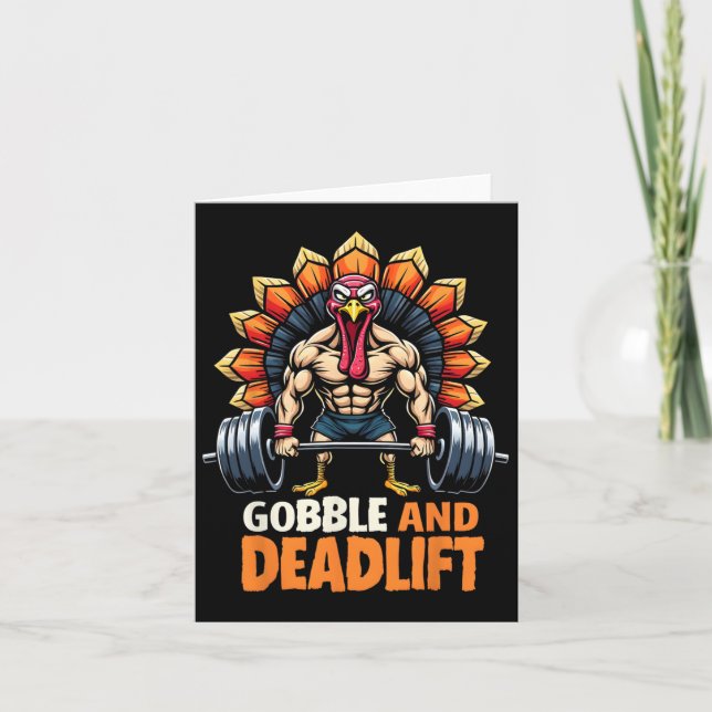 Funny Erntedank Türkei Goble und Deadlift Gym Karte (Vorderseite)