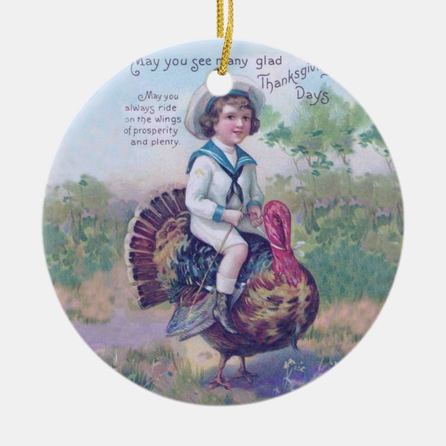 Funny Erntedank Türkei Keramik Ornament (Vorne)
