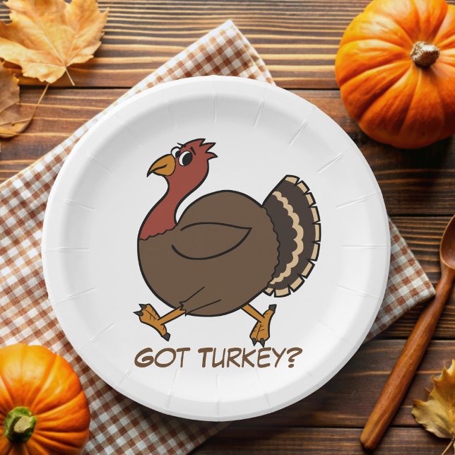 Funny Erntedank Türkei Papier Teller (Got Turkey? Fun paper plates for your Thanksgiving celebration)