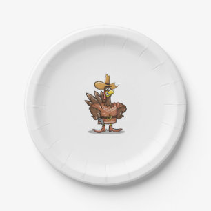Funny Erntedank Turkey Cowboy Geschenk Lover Pappteller