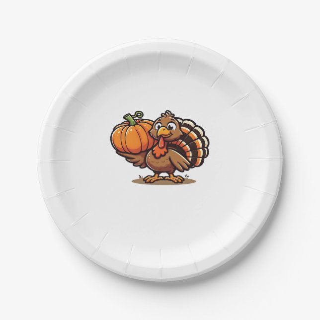 Funny Erntedank Turkey Design Familienurlaub Pappteller (Vorderseite)