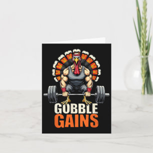 Funny Erntedank Turkey Gobble Gains Gym Workout Karte