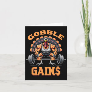 Funny Erntedank Turkey Gobble Gains Gym Workout Karte