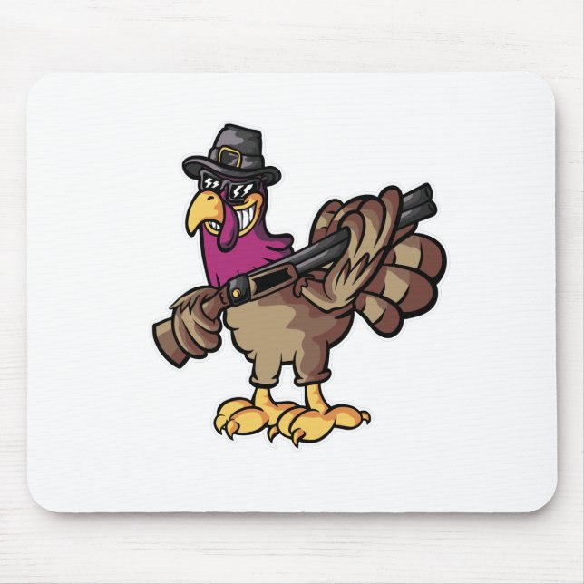 Funny Erntedank Turkey Hunter Mousepad (Vorne)