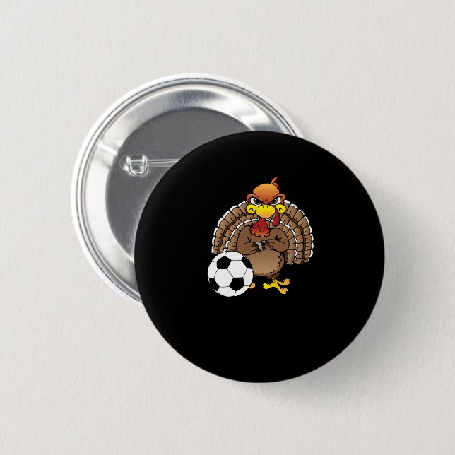Funny Erntedank Turkey Soccer Geschenk Button (Vorne & Hinten)