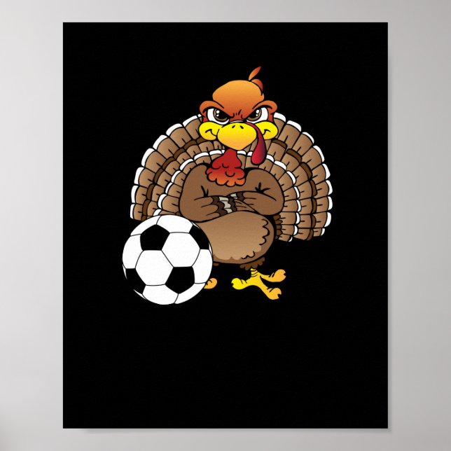 Funny Erntedank Turkey Soccer Geschenk Poster (Vorne)