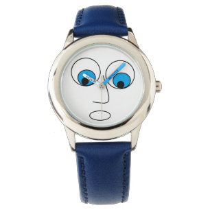 Funny erschreckt man Gesicht drucken Blau und Weiß Armbanduhr