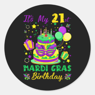 Funny Es ist mein 21. Mardi Gras Geburtstag King C Runder Aufkleber
