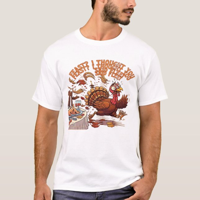 Funny Escaping Turkey Thanksgiving Classic T-Shirt (Vorderseite)