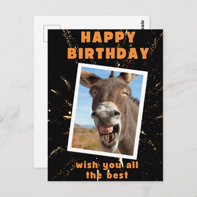 Funny Esel Geburtstag Postkarte (Vorne/Hinten)
