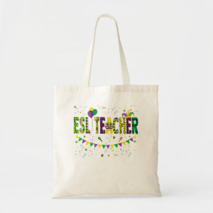 Funny ESL Lehrer Mardi Gras Familie Matching Outfi Tragetasche