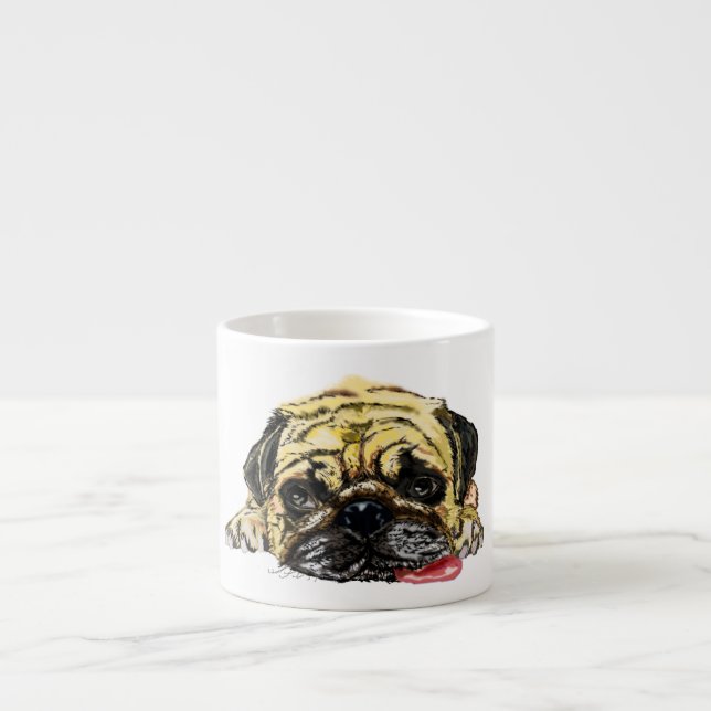 Funny Espresso Cup mit Mops Dog Espressotasse (Vorderseite)