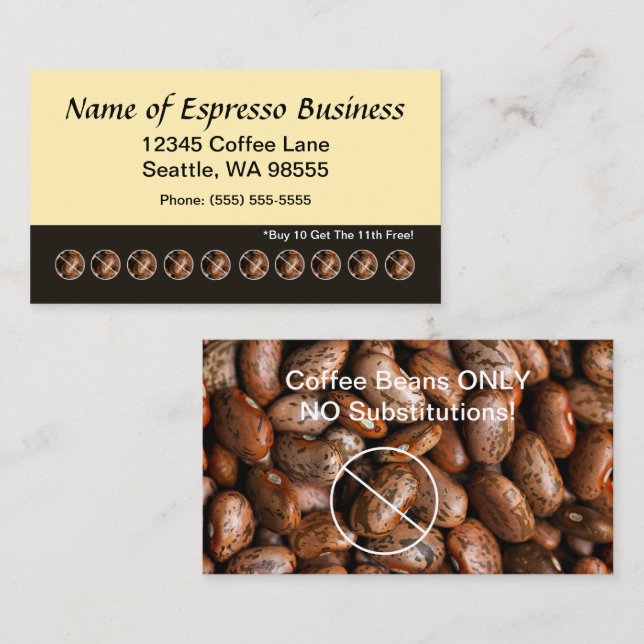 Funny Espresso Punch Card Kaffeebohnen Treuekarte (Vorne/Hinten)