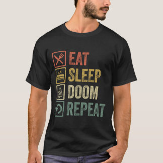 Funny essen Schlaf doof wiederholen Retro Vintage  T-Shirt