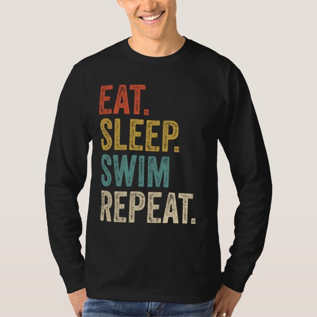Funny essen Schlaf schwimmen wiederholen Schwimmen T-Shirt (Vorderseite)