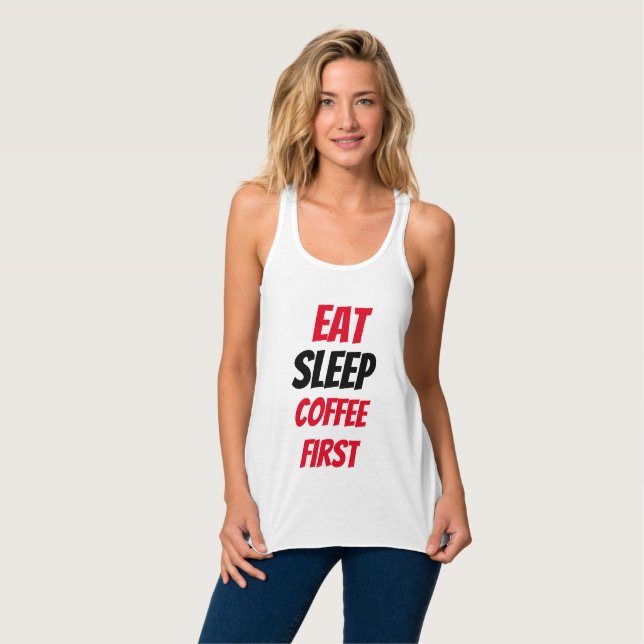 Funny! Essen Schlafcoffee First Tank Top (Vorderseite Vollansicht)