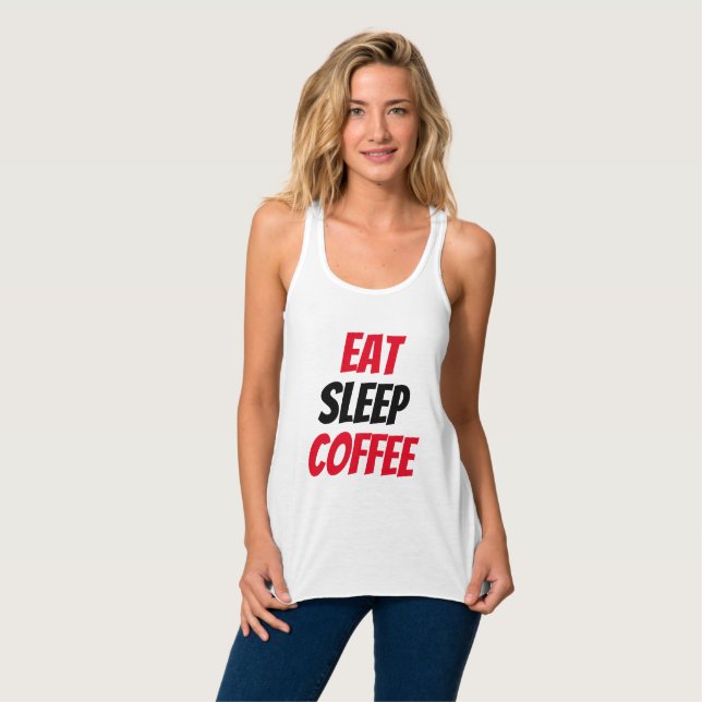 Funny! Essen Sie schlafenden Kaffee Tank Top (Vorderseite Vollansicht)