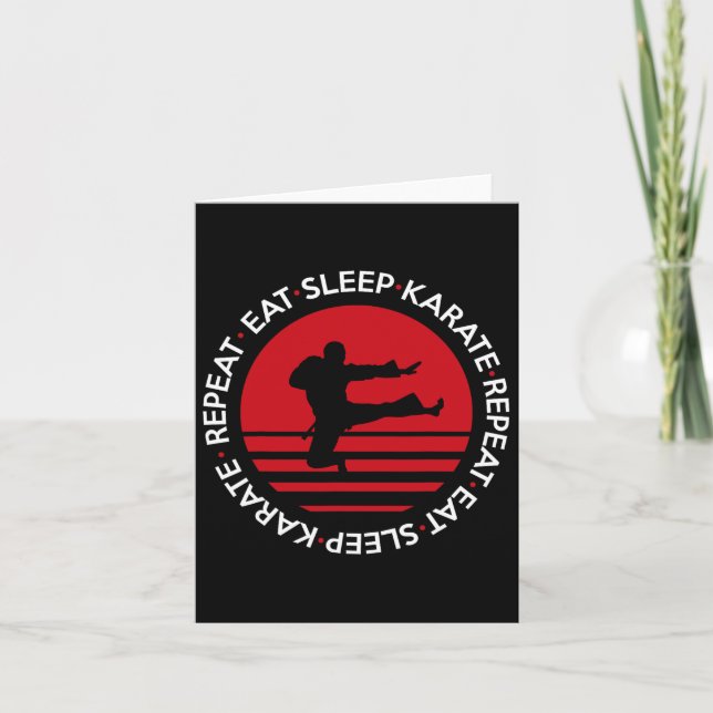 Funny essen Sleep Karate Wiederholung Karte (Vorderseite)