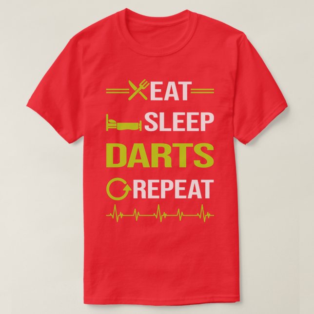 Funny essen Sleep Wiederholung Darts T-Shirt (Design vorne)