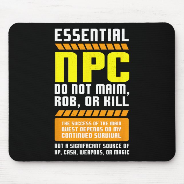 Funny Essential Npc Gamer And Gaming Non Player Ch Mousepad (Vorne)