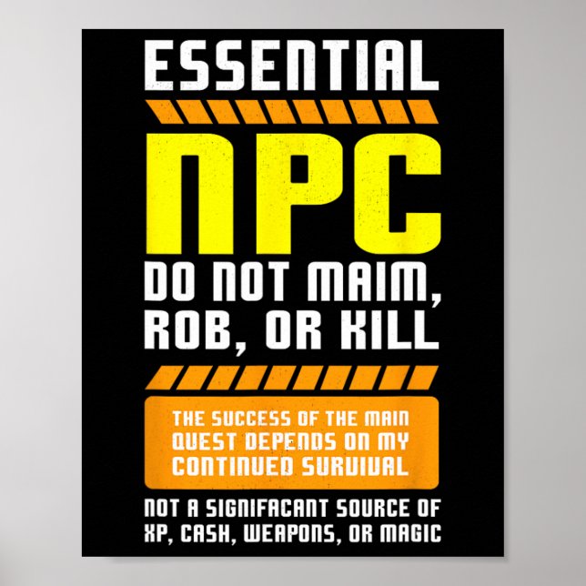 Funny Essential Npc Gamer And Gaming Non Player Ch Poster (Vorne)