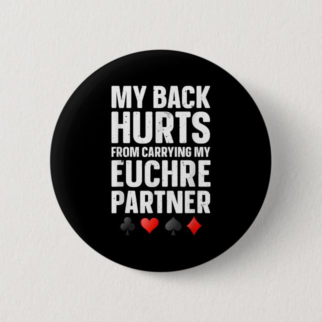 Funny Euchre Kunst für Männer Frauen Euchre Partne Button (Vorderseite)
