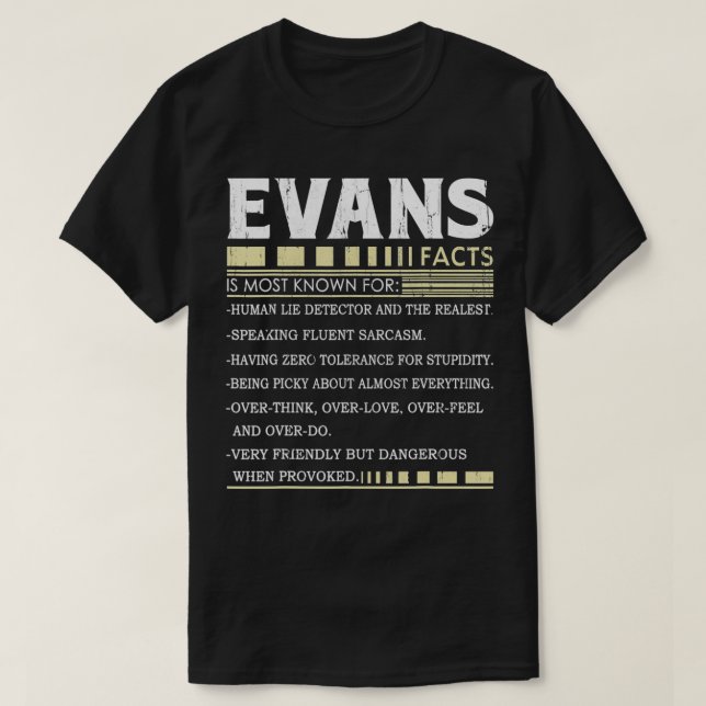 Funny Evans FACTS Gift  Evans Name  T-Shirt (Design vorne)